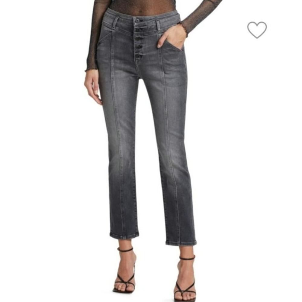 Jonathan Simkhai Standard Marley Darted Button-Fly Ankle Jeans Grey size 26/2